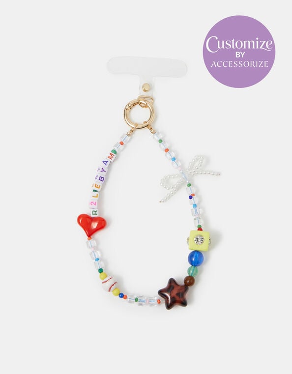 Slogan Beaded Wrist Phone Strap, , large