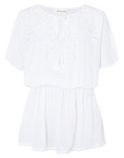 Kerina Cutwork Embroidered Kaftan, White (WHITE), large