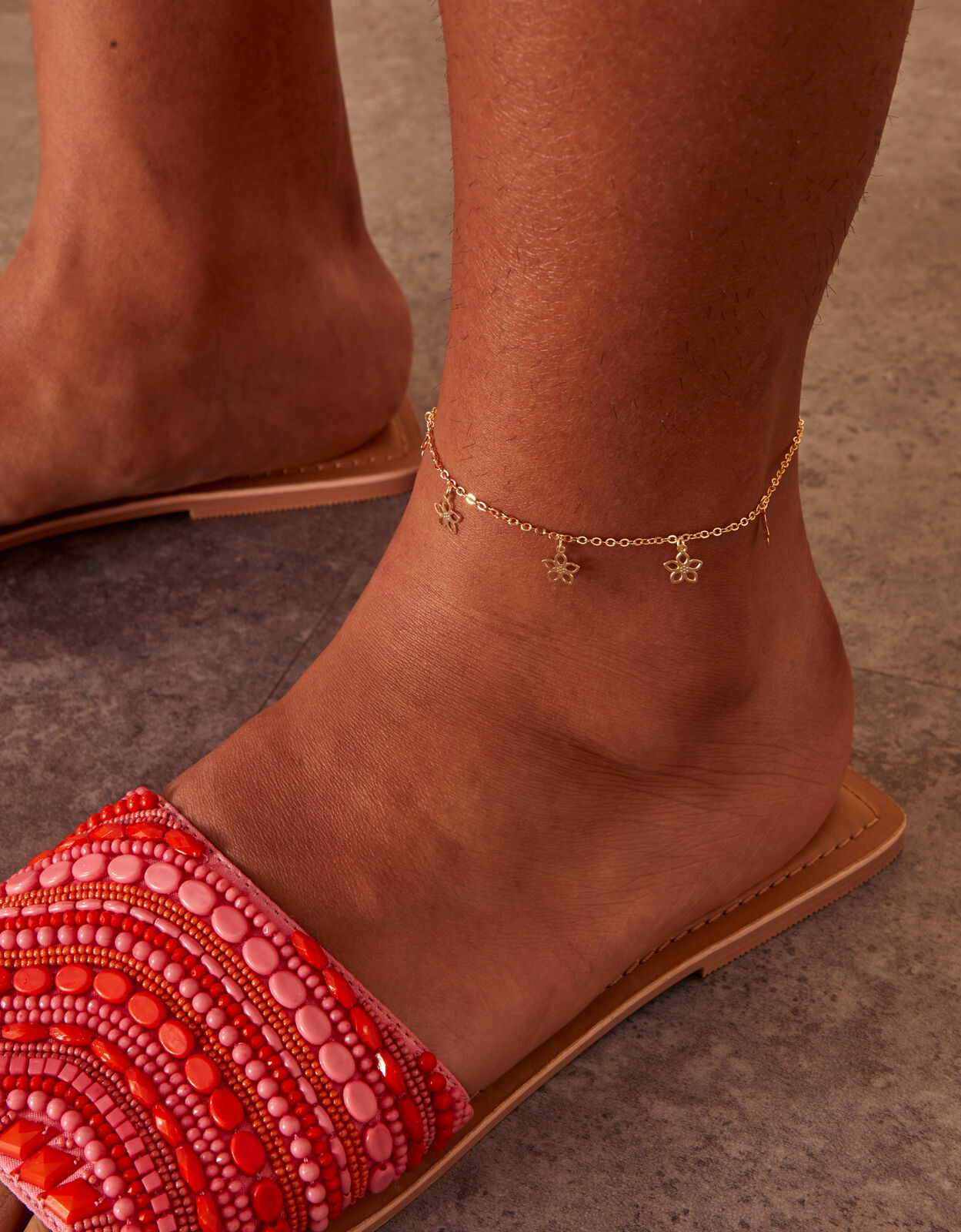 Flower Chain Anklets Set of Three Anklets Accessorize UK