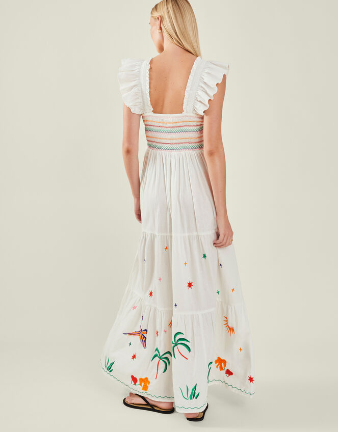 Embroidered Hem Maxi Dress, Ivory (IVORY), large