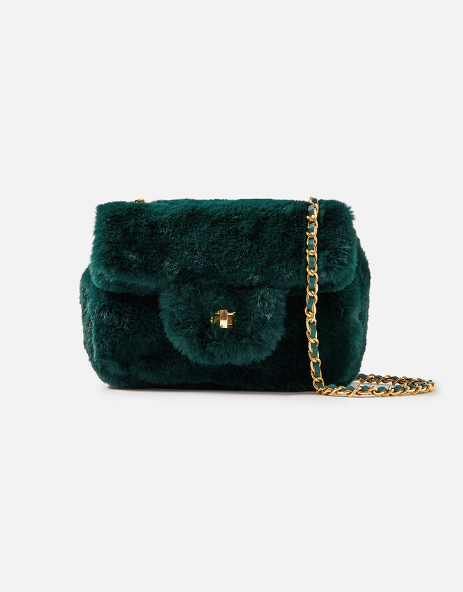 Billie Mini Faux Fur Cross-Body Bag , Green (GREEN), large