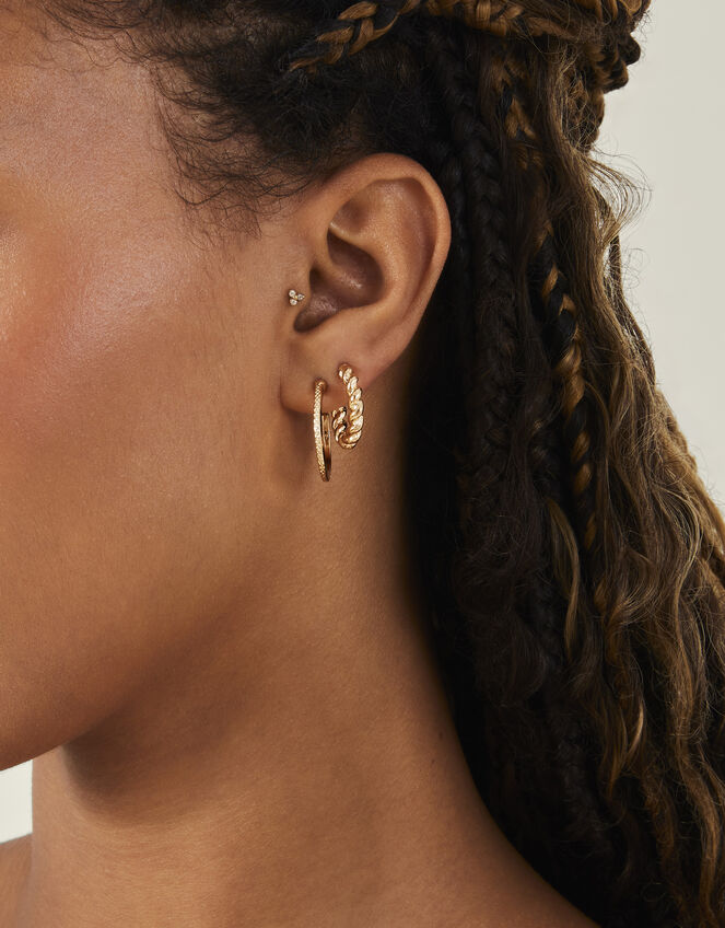 Twisted Chunky Hoops Set of Three, , large