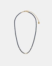 14ct Gold-Plated Pearl Beaded Necklace, Blue (BLUE), large