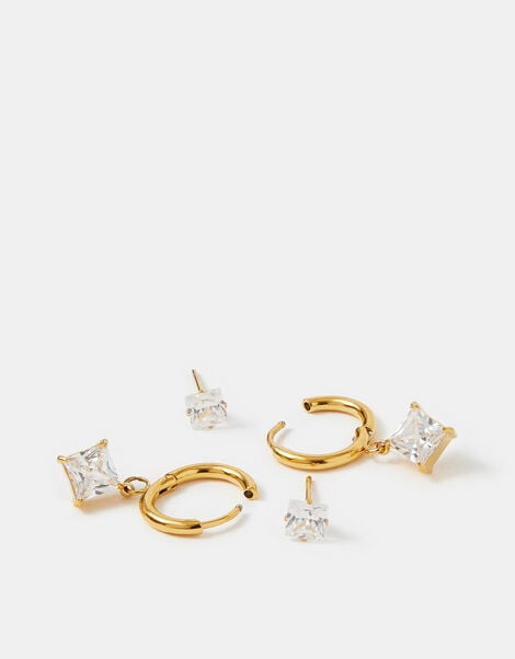 2-Pack Stainless Steel Stud & Hoop Drop Earrings , , large