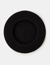 Plain Wool Beret, Black (BLACK), large