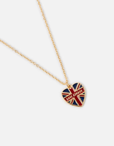 London Union Jack Heart Pendant Necklace, , large