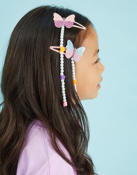 2-Pack Girls Butterfly Dangly Hair Clips, , large