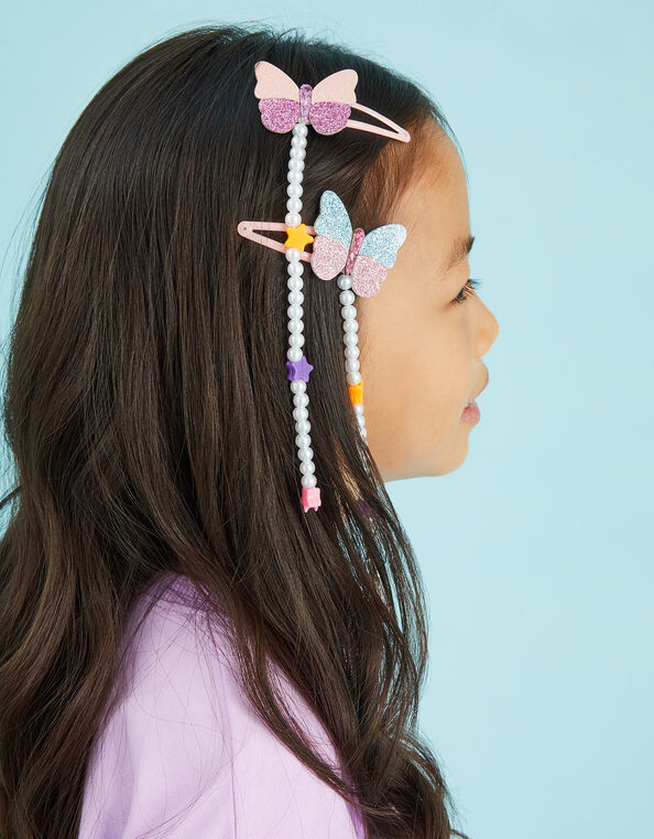2-Pack Girls Butterfly Dangly Hair Clips, , large