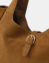 Suede Buckle Strap Shoulder Bag, , large