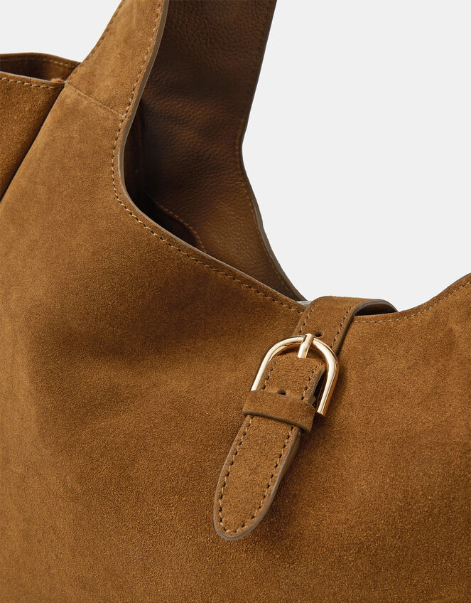 Suede Buckle Strap Shoulder Bag, , large