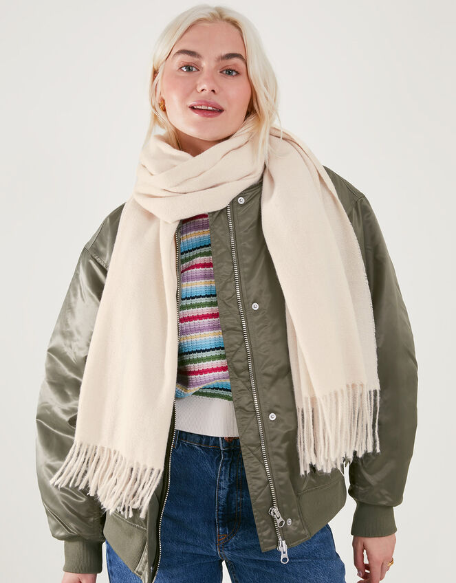 Tassel Blanket Scarf, Natural (NATURAL), large