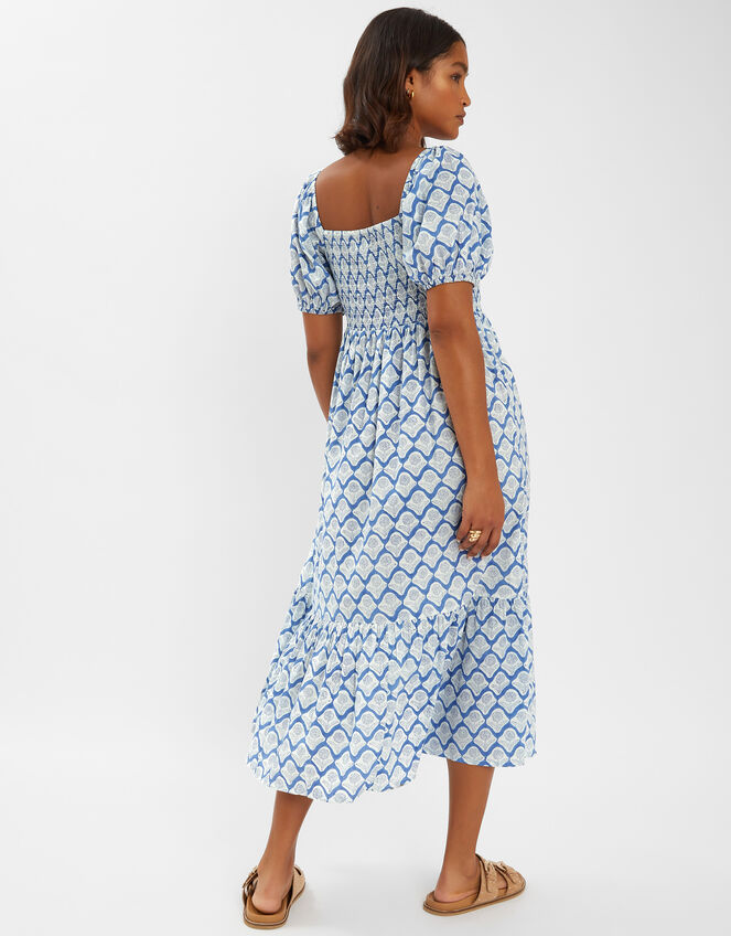 Dandelion Print Maxi Dress, Blue (BLUE), large