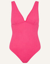 Crinkle Plunge Swimsuit, Pink (PINK), large