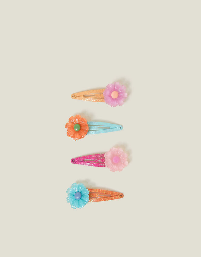 4-Pack Girls Flower Hair Clips, , large