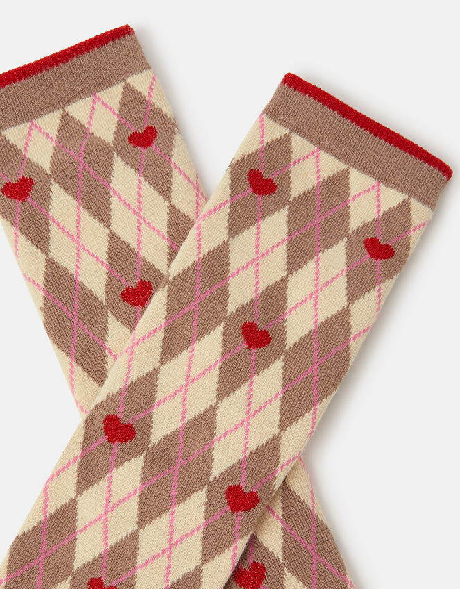 Argyle Heart Socks, , large