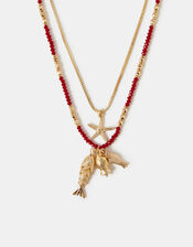 2-Pack Sardine Charm Bead Necklaces, , large