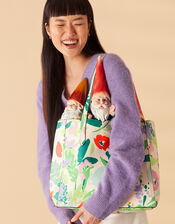 Floral Printed Shopper with Pouch, , large