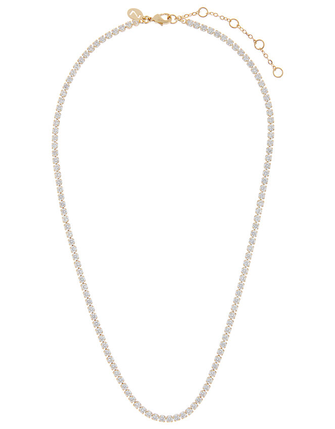 Gold-Plated Crystal Tennis Necklace, , large