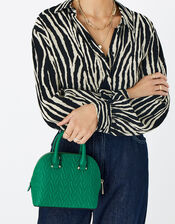 A Logo Monogram Handheld Bag, Green (GREEN), large