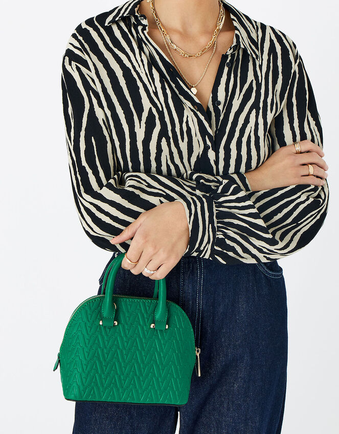 A Logo Monogram Handheld Bag, Green (GREEN), large