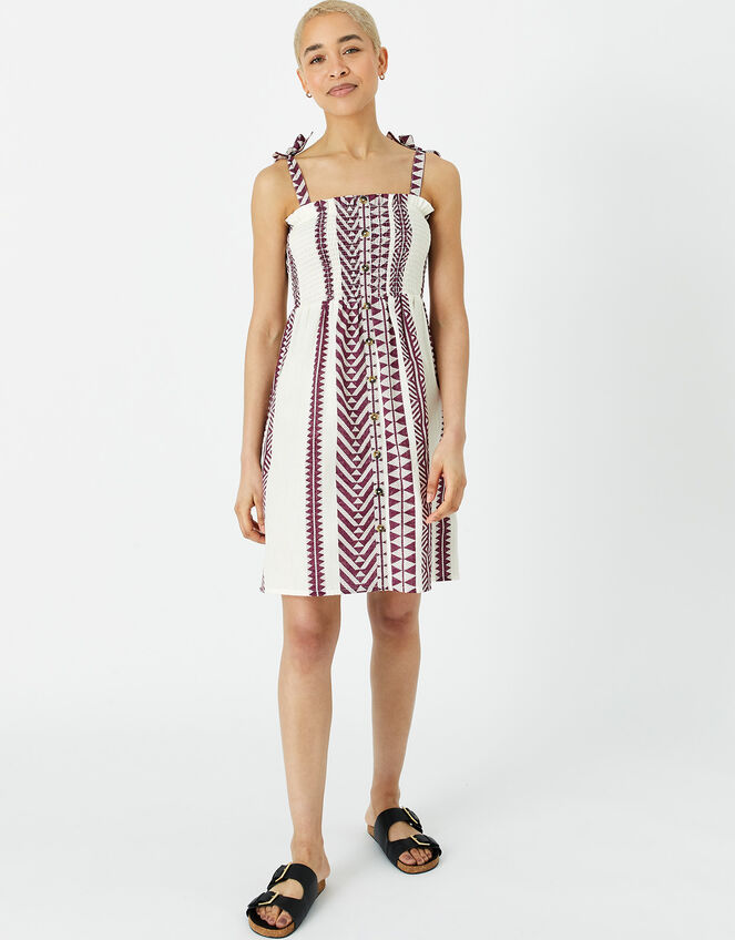 Aztec Jacquard Bandeau Dress, Red (BURGUNDY), large