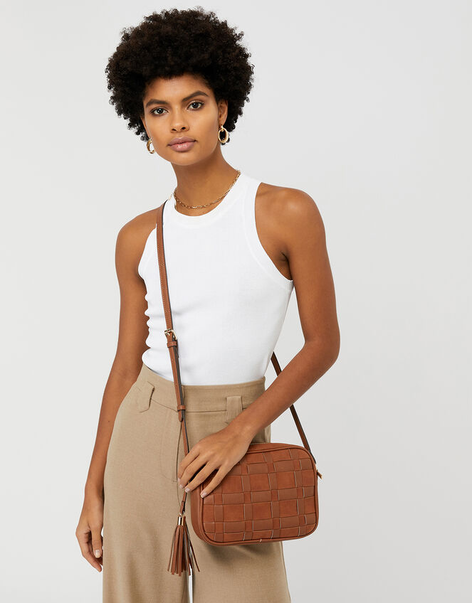 Large Weave Cross-Body Bag, , large