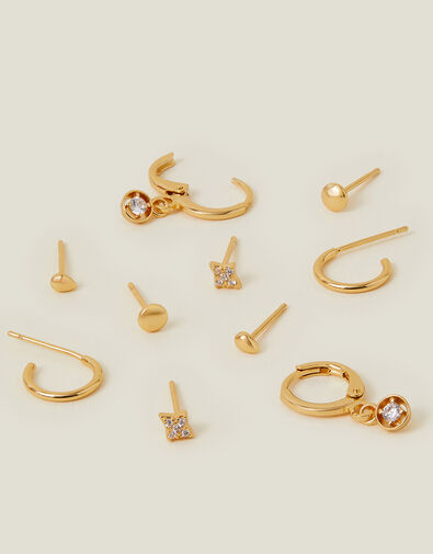 5-Pack 14ct Gold-Plated Earrings Set, , large