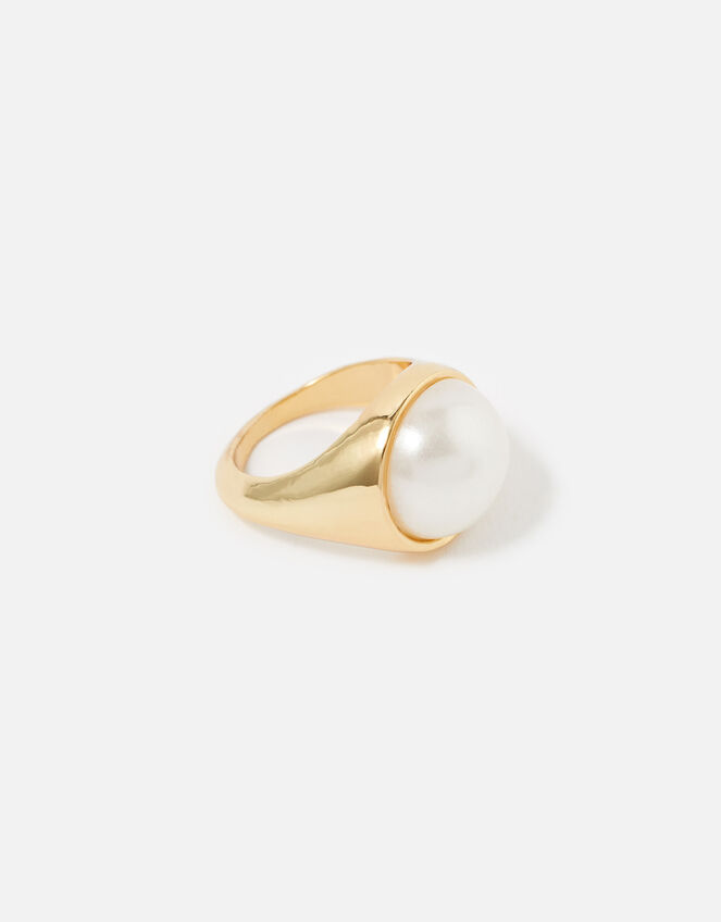 Reconnected Chubby Pearly Ring, White (CRYSTAL), large