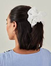 Oversized Layer Broderie Hair Scrunchie, , large