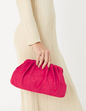 Suedette Soft Pleat Clutch, , large