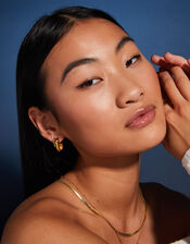 14ct Gold-Plated Rectangular Hoop Earrings, , large