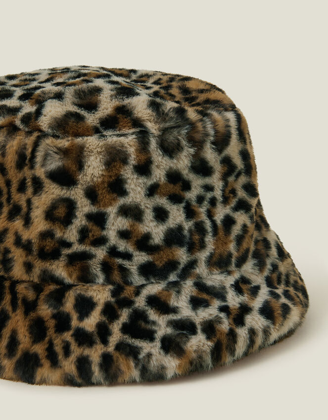 Faux Fur Bucket Hat, Leopard (LEOPARD), large