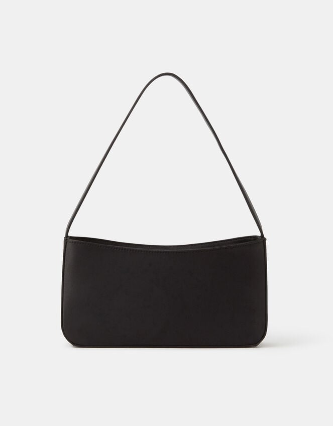 Satin Shoulder Bag, Black (BLACK), large