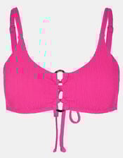Textured Double Ring Bralette Bikini Top, Pink (PINK), large