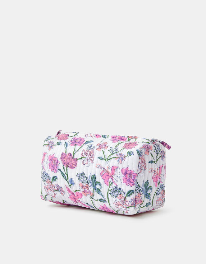Large Floral Print Quilted Make Up Bag, , large