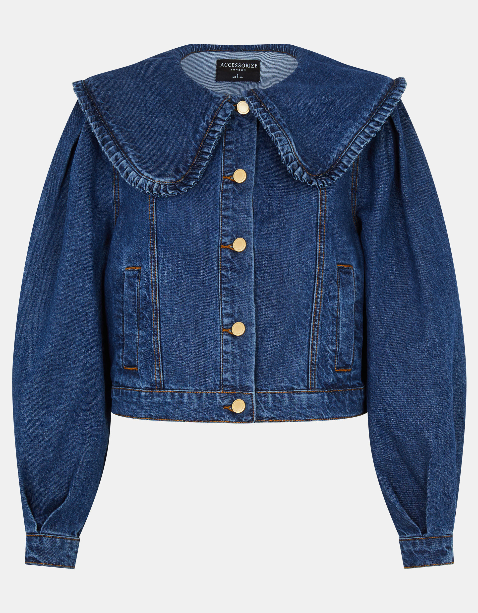 Frill Collar Denim Jacket Blue | Jackets | Accessorize UK