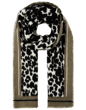 Monochrome Leopard Blanket Scarf, , large