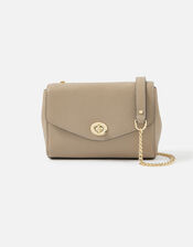 Twist Lock Chain Leather Cross-Body Bag, , large