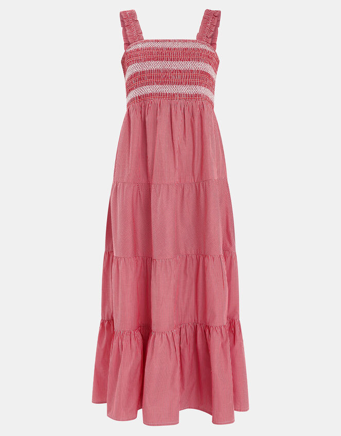 Stripe Smocked Maxi Dress, Red (RED), large