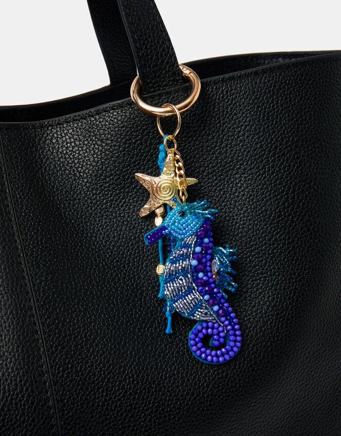 Beaded Seahorse Bag Charm, , large