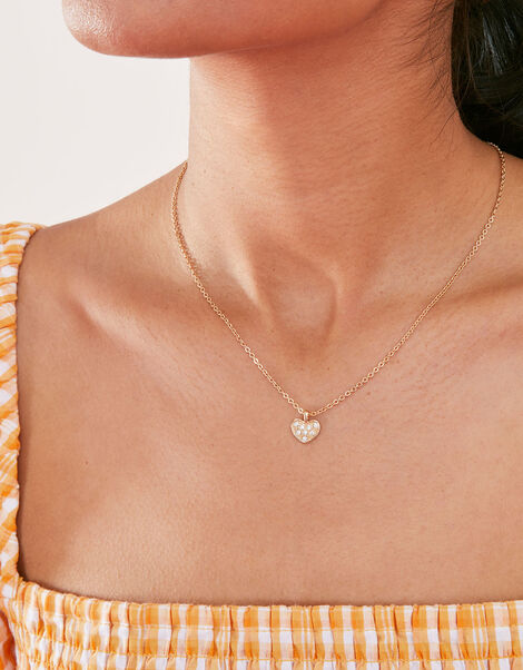 Pave Heart Short Pendant Necklace, , large