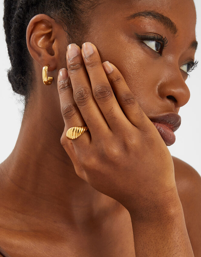 14ct Gold-Plated Stainless Steel Croissant Ring, Gold (GOLD), large