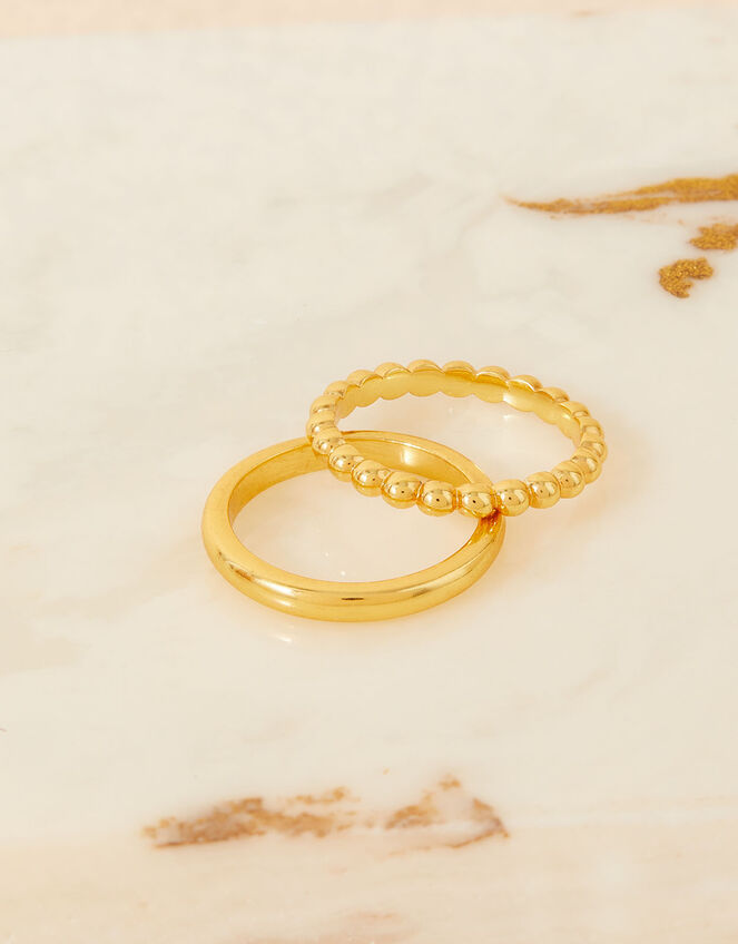 Gold-Plated Bobble Rings Set of Two, Gold (GOLD), large