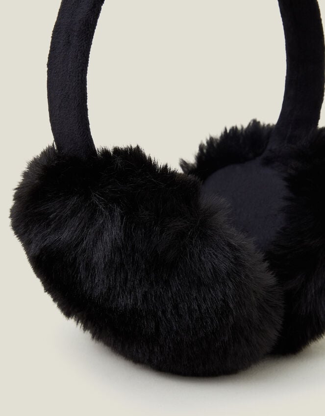 Faux Fur Earmuffs, Black (BLACK), large