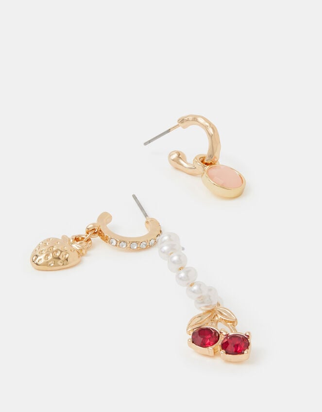 3-Pack Cherry Pearl Hoop Earrings, , large