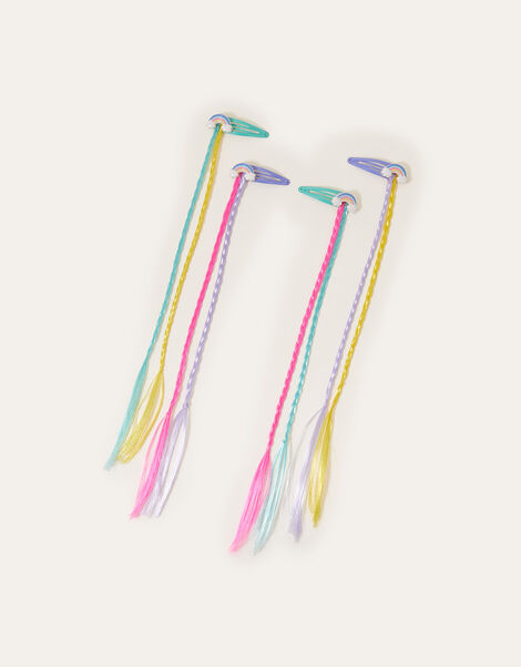 Kids Rainbow Fake Hair Extensions 4 Pack, , large
