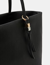 Charm Faux Leather Tote Bag, Black (BLACK), large