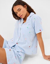 Floral Stripe Short Pyjamas Set, Blue (BLUE), large