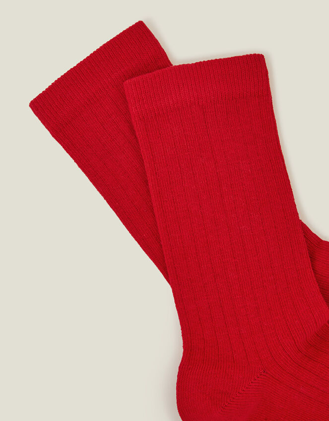 Rib Red Socks, Red (RED), large