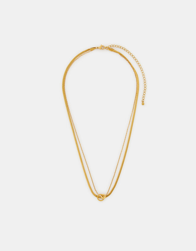 Stainless Steel Ring Layered Necklace, , large